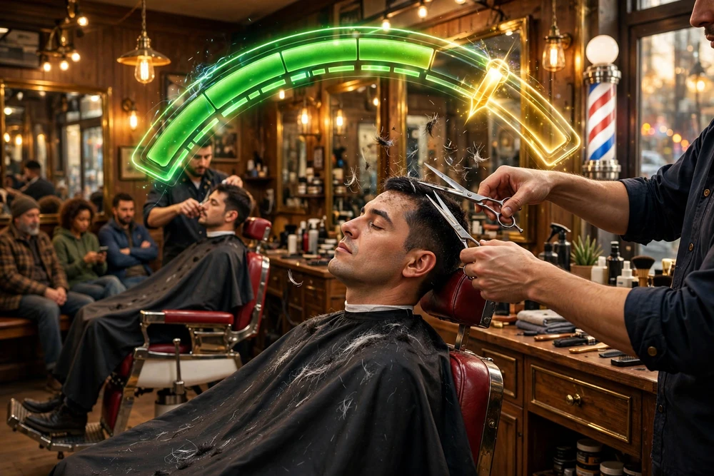 Chair Tycoon — seat clients, time perfect cuts in the green zone, and grow your barbershop empire