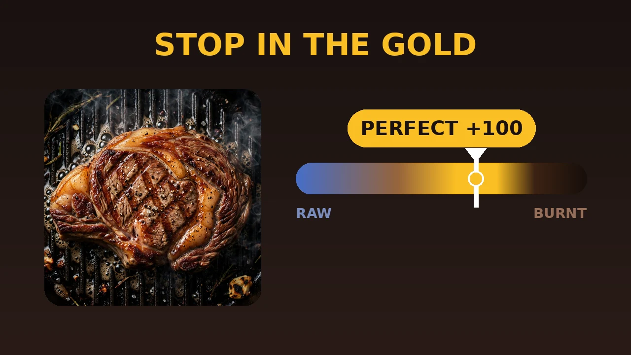 Perfect Sear — stop the needle in the golden zone and sear 10 steaks to perfection